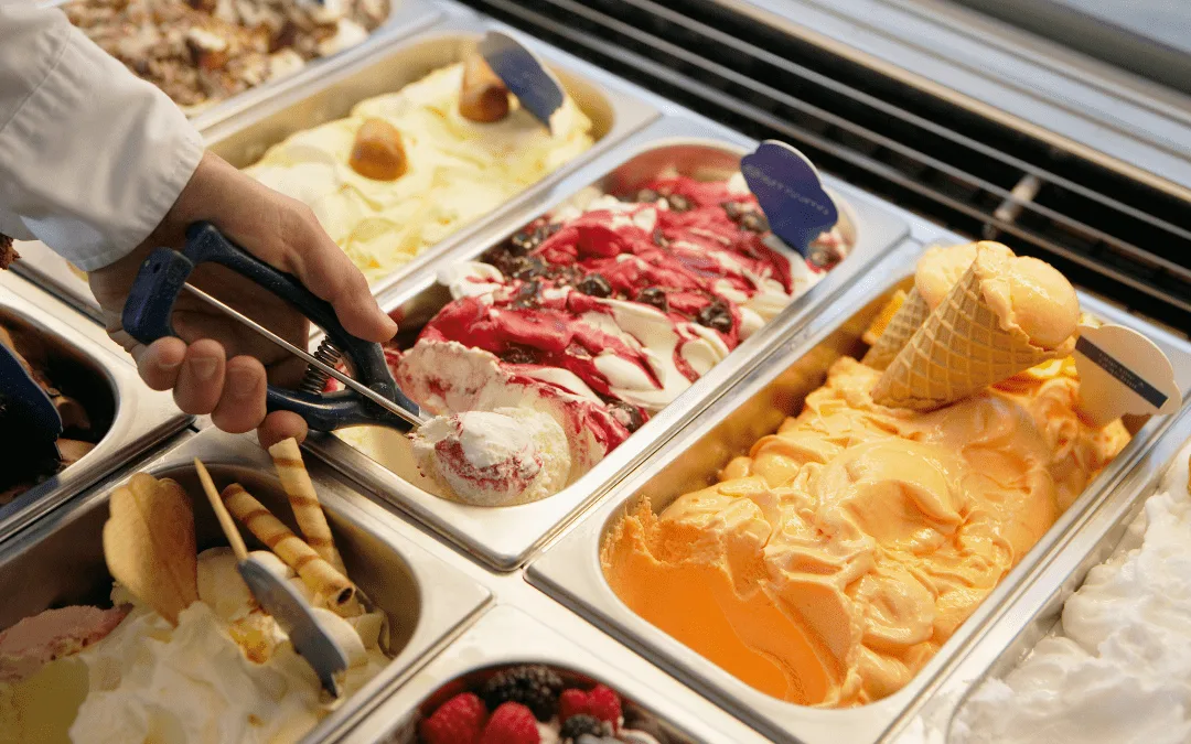 Taking an ice cream scoop
