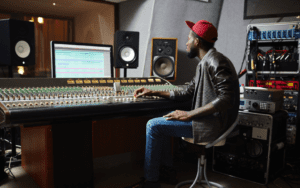 Musician mixing music in the studio