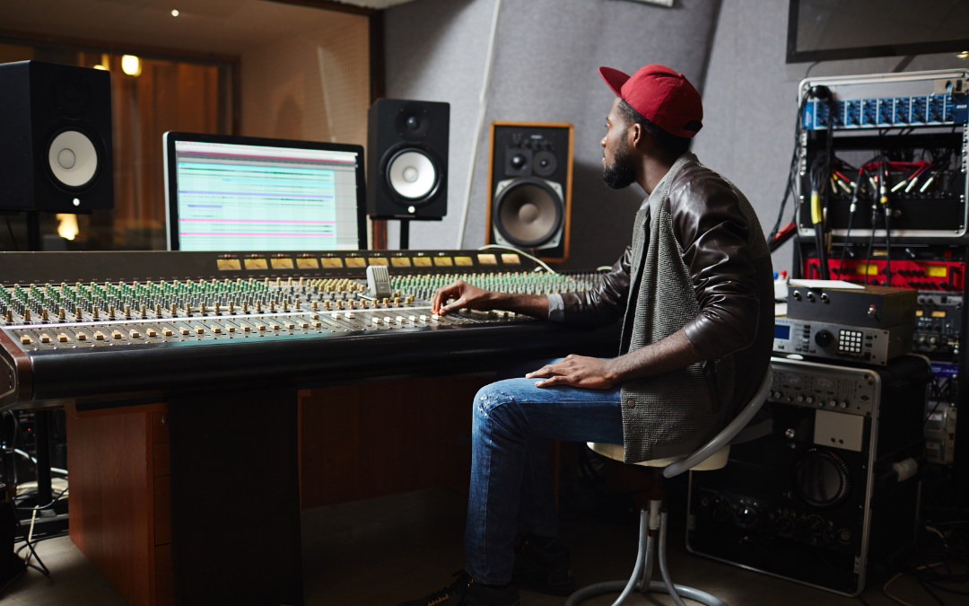 Musician mixing music in the studio