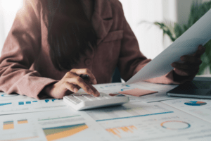 A bookkeeping at their desk