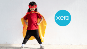 A kid dressed as a super hearing after using our xero accounting system tips
